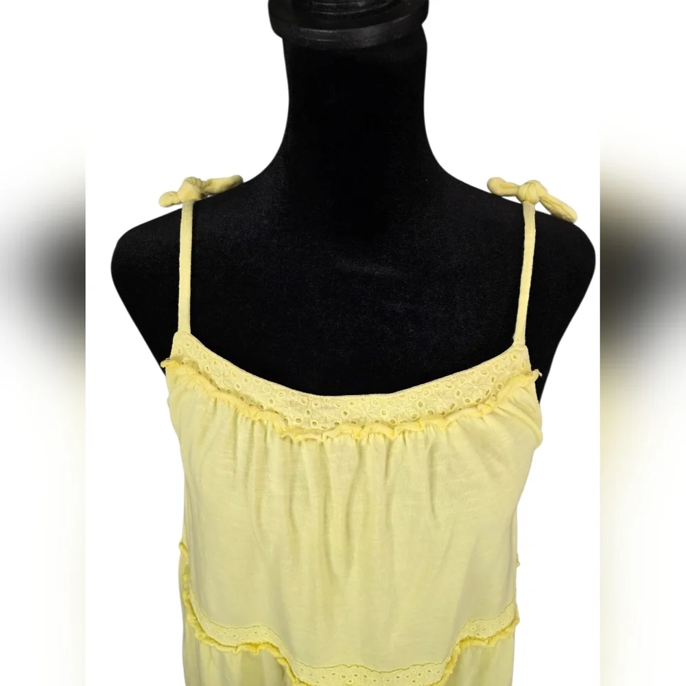 Boden Yellow Cotton Tiered Sundress Eyelet Lace Trim Girls 15-16Y Coastal Summer
